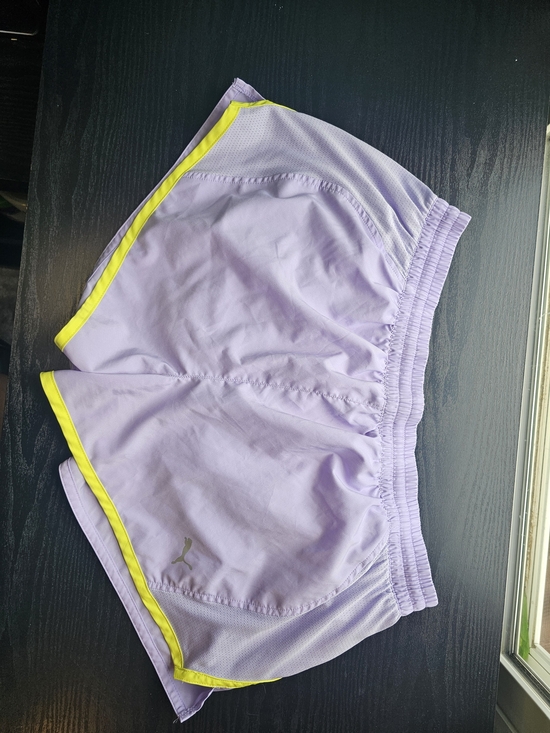 Puma Pants - Puma Lavender Athletic Dri Cell Running Shorts with Yellow Trim Women's L